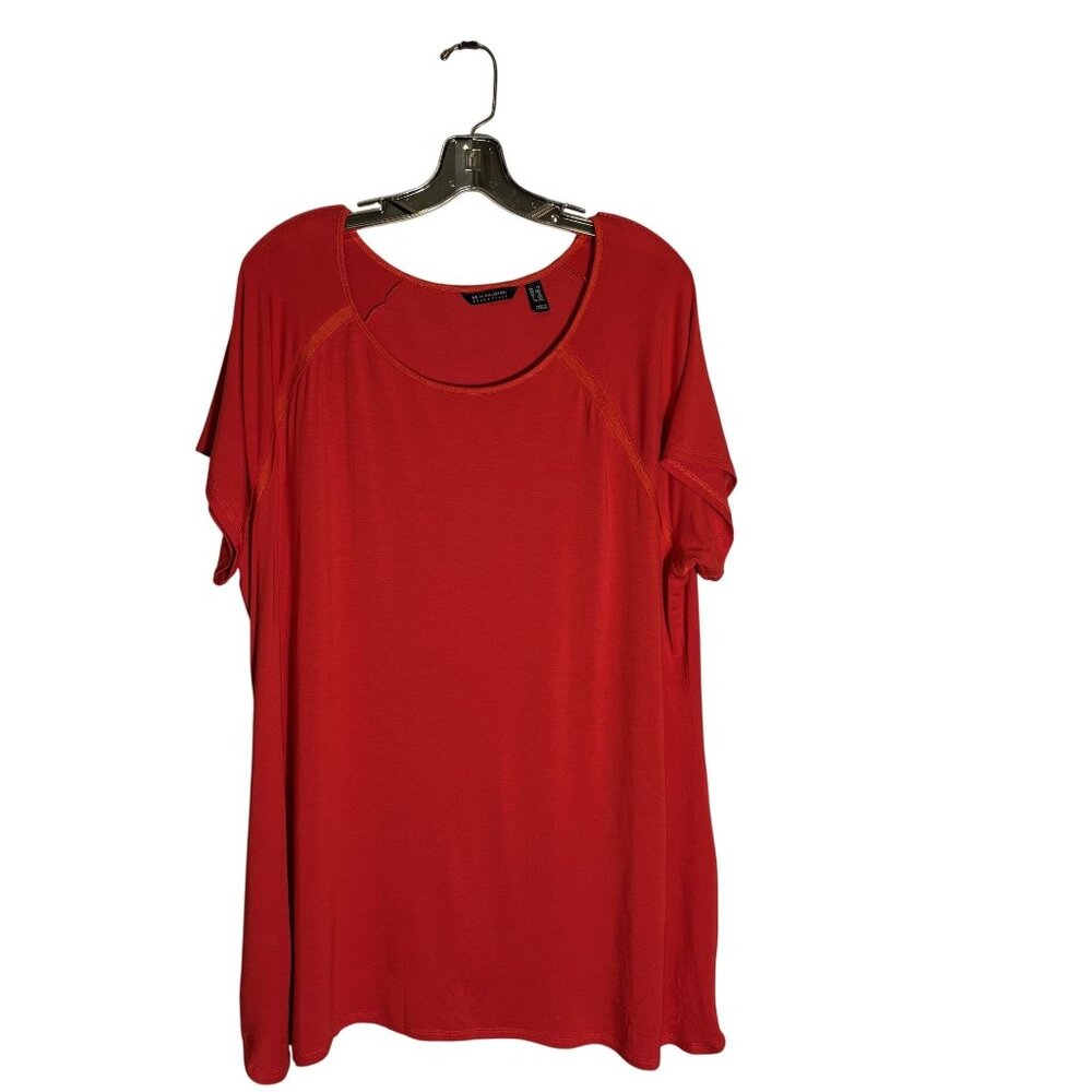 H By Halston Essentials Red Short Sleeve Scoop Neck Top  Size 1X Lightweight